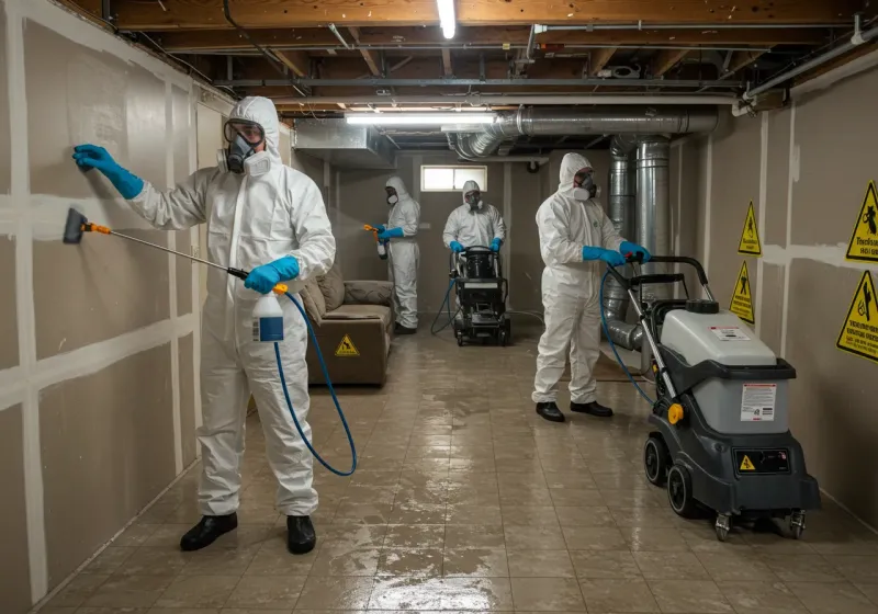 Basement Moisture Removal and Structural Drying process in Jewett, TX